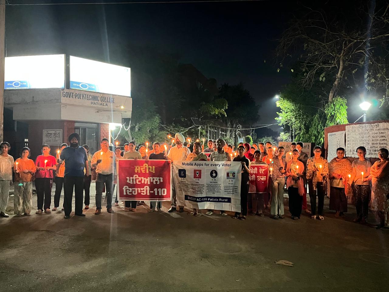 College students took out a candle march giving the message of voter awareness